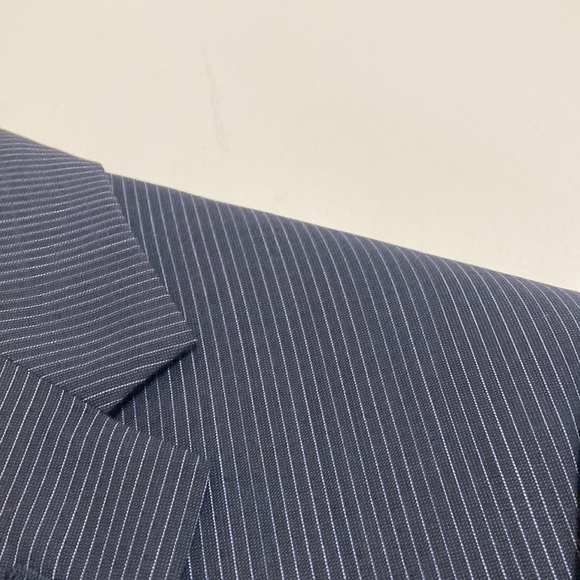 Coppley Suit Mens 44T 38 x 31 Navy Blue Pinstripe Wool 2 Piece Blazer Pants - Picture 6 of 16